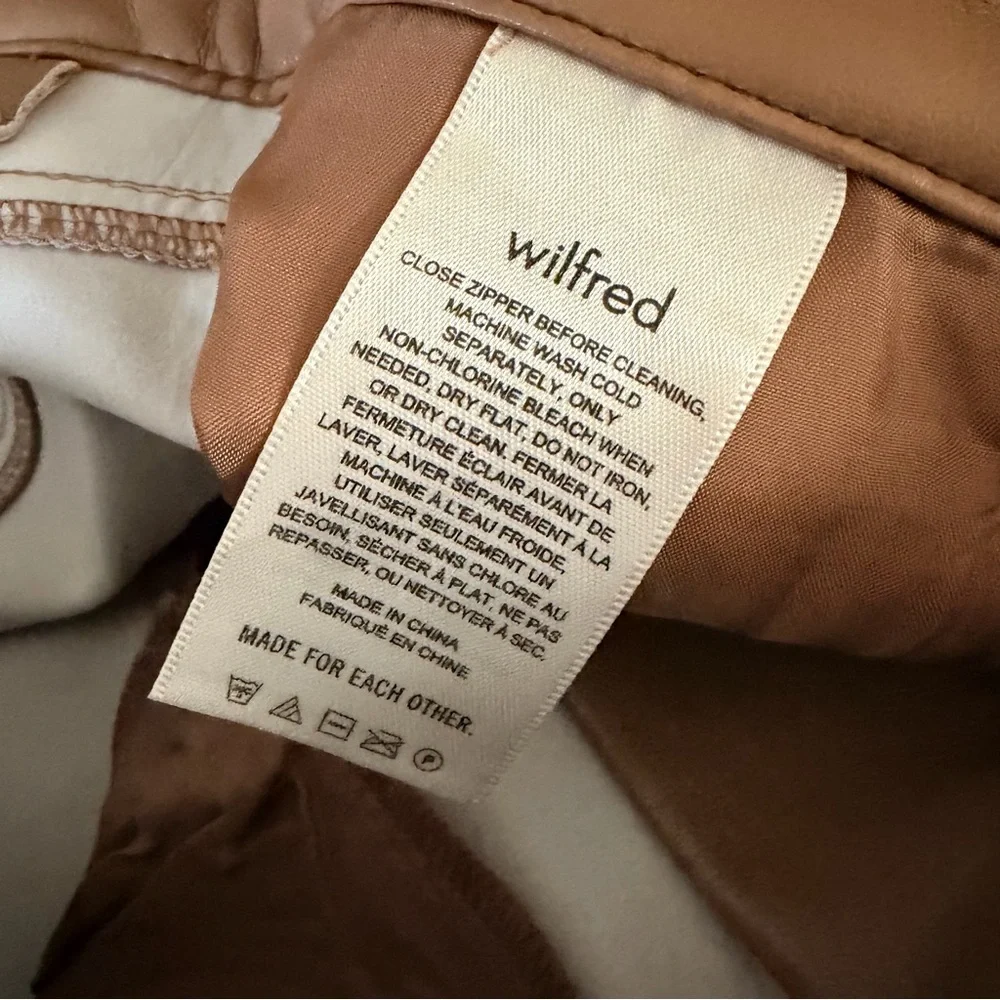 Wilfred Aritzia Melina Low Rise Brown Vegan leather Pants, 4 - Picture 12 of 13